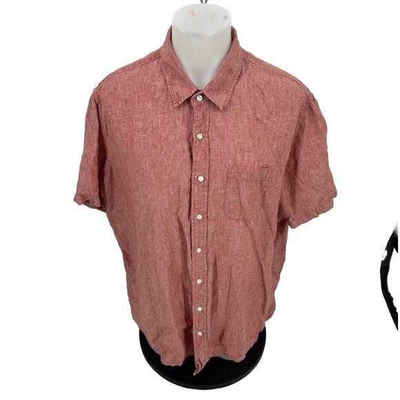L. L. Bean XXL Tall Men Slightly Fitted Linen Button Up Shirt Short Sleeve ER7 - Picture 1 of 8